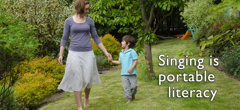 Children walking and singing together